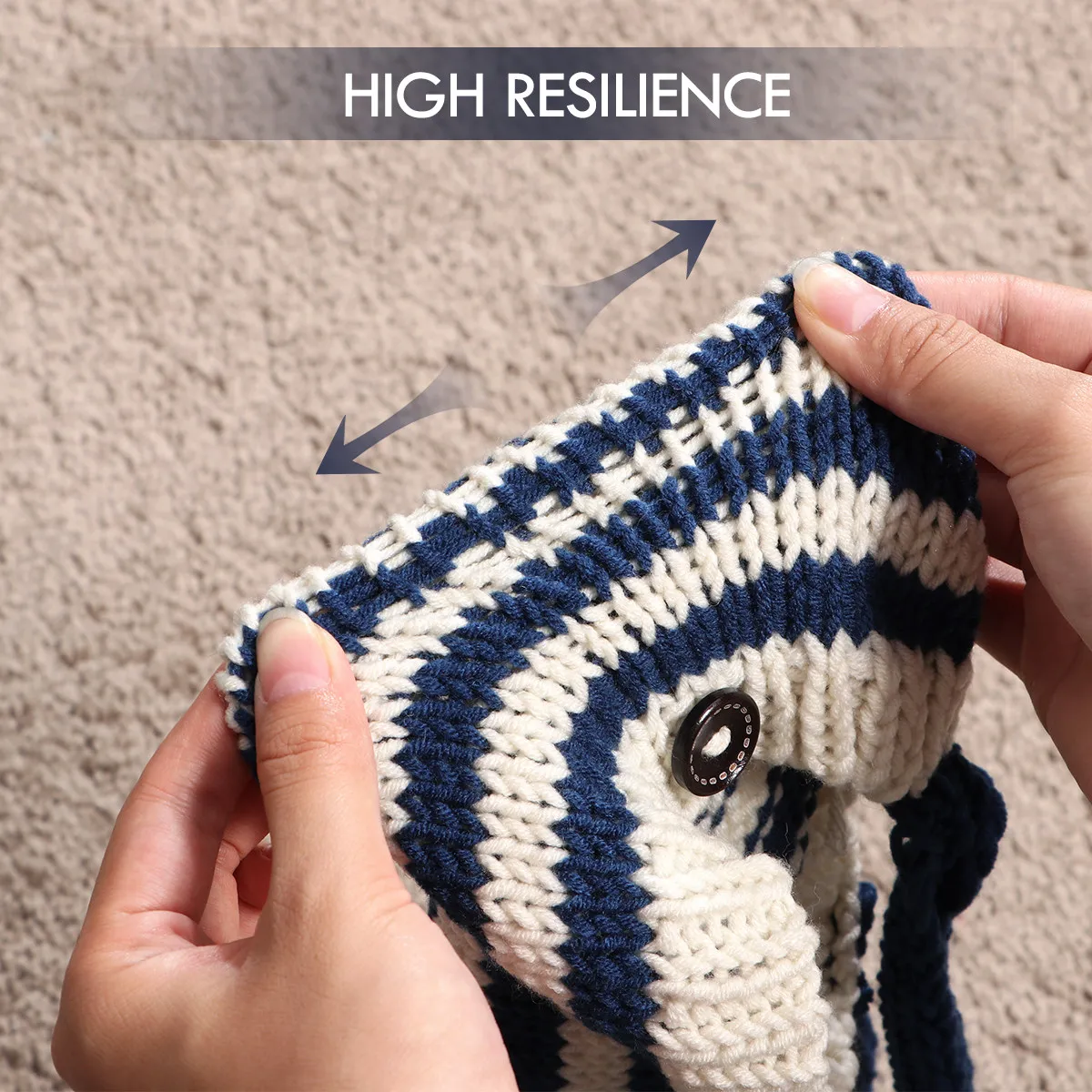 Newborn Baby Photography Outfit Set Handmade Knitted Hat and Pants Beige Navy Soft Comfortable Stretchy Costume for First