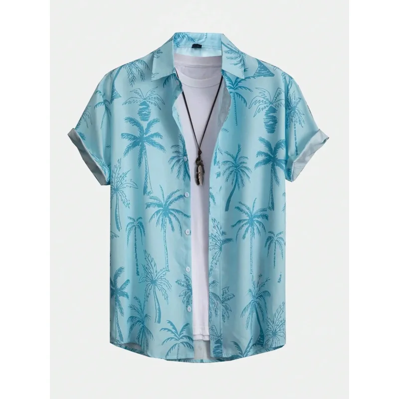 قمصان رجالية، قمصان منقوشة بجوز الهند هاواي، أزياء صيفية جديدة للرجال، قمصان كاجوال بأكمام قصيرة، قمصان #6