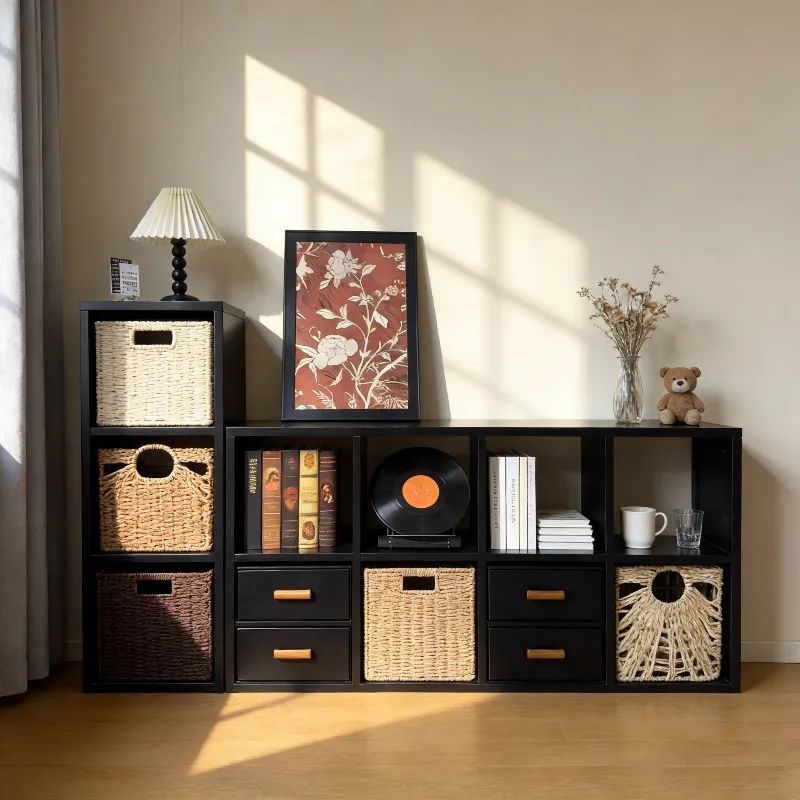 Steel Grid Cabinet Freestanding TV Stand DIY Modular Bookcase Kids Storage Shelf Book Shelf Furniture Bookshelves Book Storage