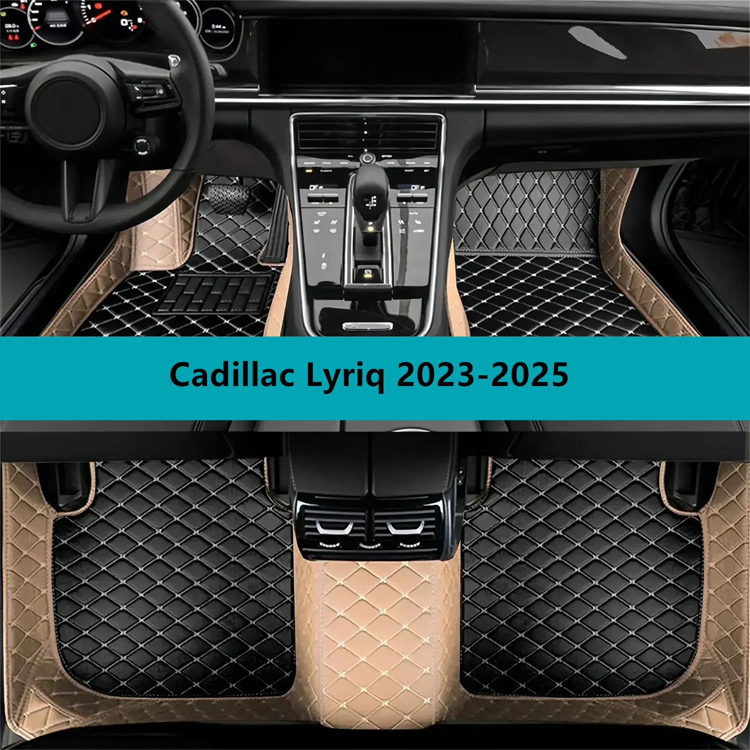 Full Set Car Floor Mats for Cadillac Lyriq 2023-2025 Leather Floor Mats for Cars Mats Carpets