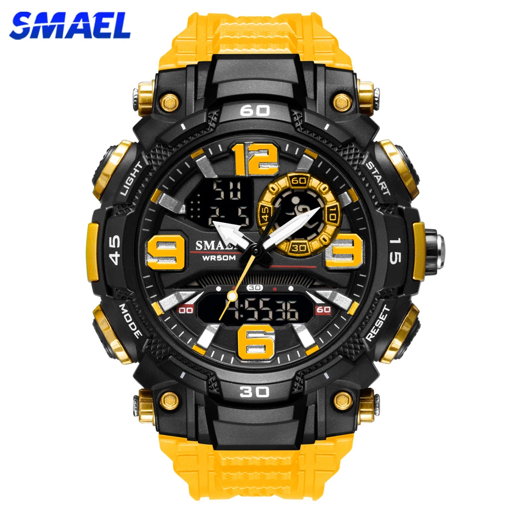 SMAEL Top Luxury Watches Men Dual Display Watch Waterproof Men's Sport Wristwatch Mens Military Army Clock Male Stopwatch 1921