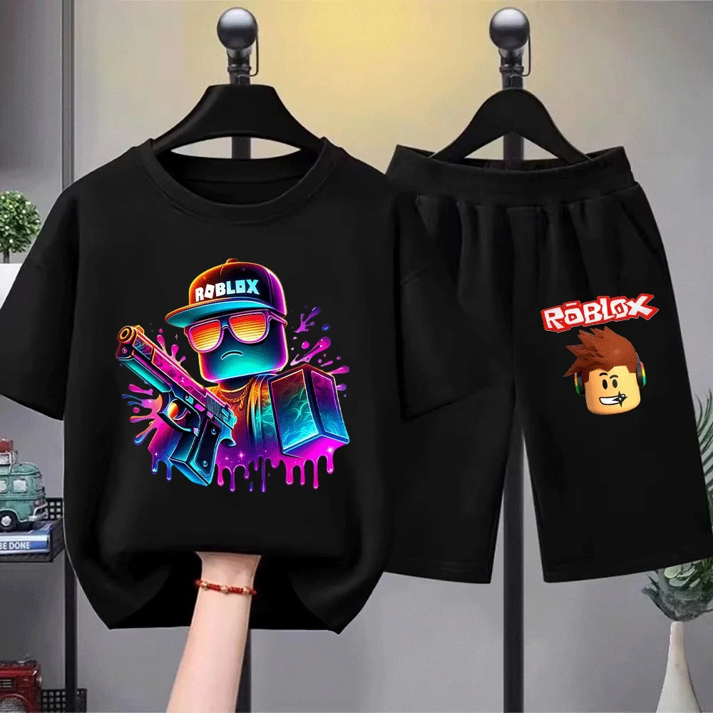 Cool Roblox Themed Kids T-Shirt Set With Neon Gun And Splash Design For Boys An…