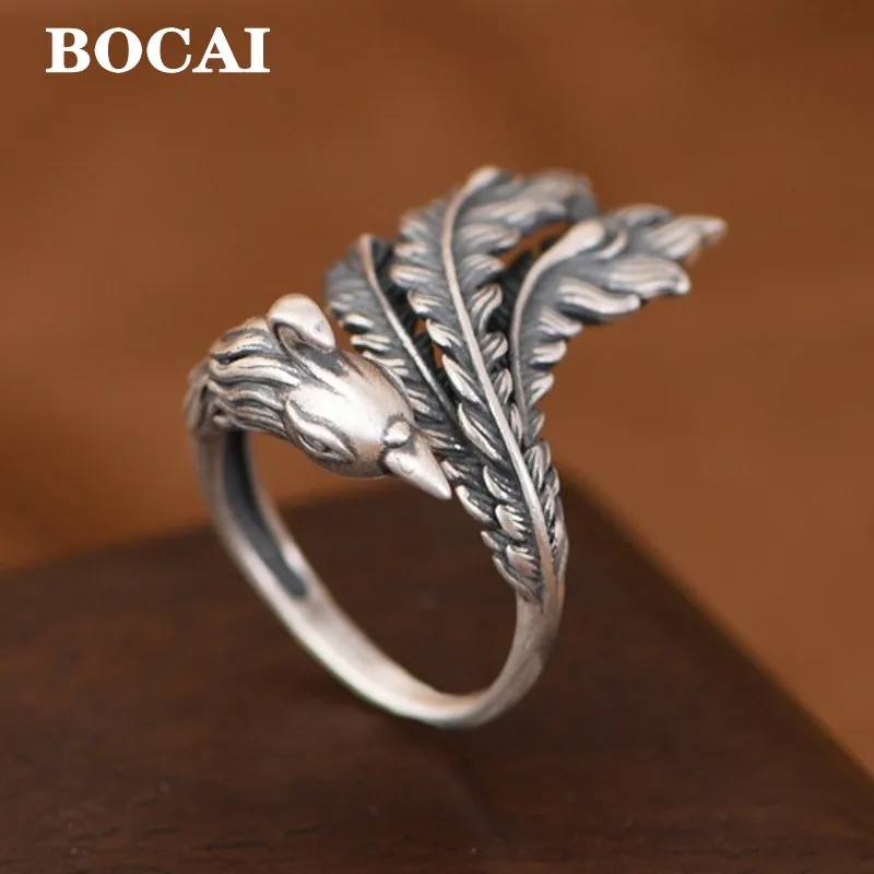 

Женское кольцо из серебра 100% пробы с перьями Феникса