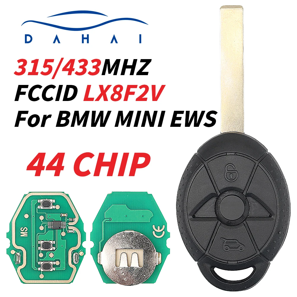 DAHAI LX8F2V 315/433MHZ For BMW Mini Cooper R50 R53 2005 2006 2007 EWS System PCF7935 ID44 Chip Remote Key HU92 Uncut Blade