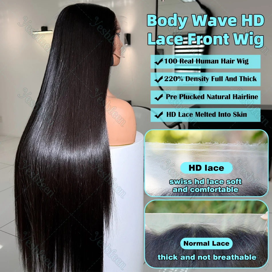 IRoshion Hair 200 Density 30 40 Bone Straight 13X6 HD Lace Frontal Human Hair Wigs Remy Martin of Brazilian 13X4 Lace Front Wig