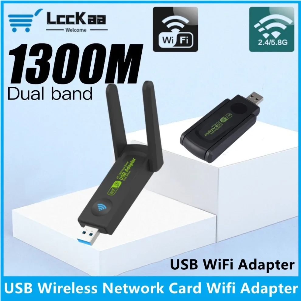 LccKaa 1300 Мбит/с USB WiFi адаптер AC1300 двухдиапазонный 2,4 ГГц 5 ГГц WiFi с антенной 802.11b/n/g/ac компьютер ПК сетевая карта приемник