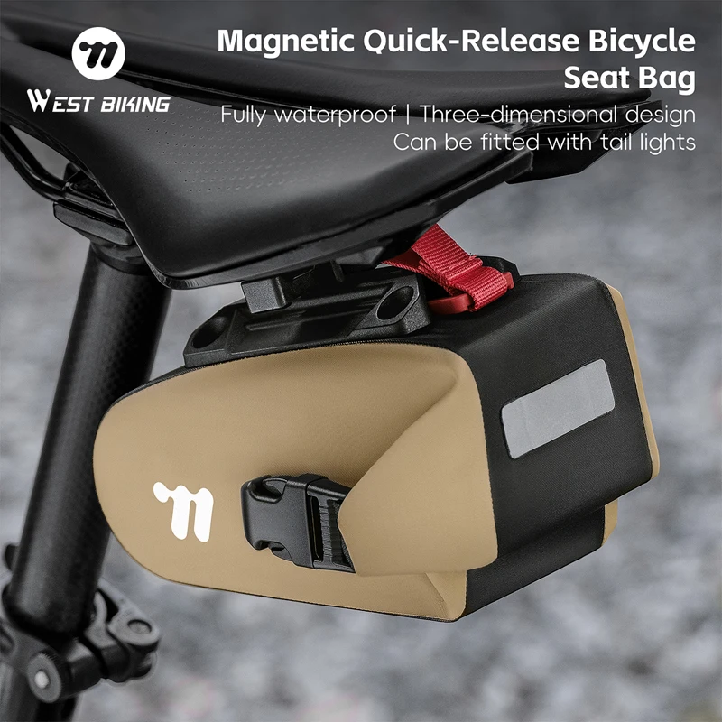 

WEST BIKING Bicycle Seat Bag Magnetic Quick-Release Fully Waterproof Bike Tail Bag PVC 3-Dimensional Wear-Resistant Cycling Bag