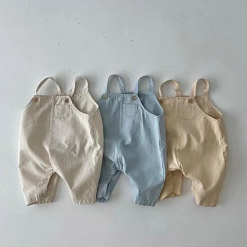 2024 Summer New Baby Sleeveless Cotton Rompers Cute Infant Strap Jumpsuit Kids Boys Girls Casual Overalls Newborn Clothes 0-24m