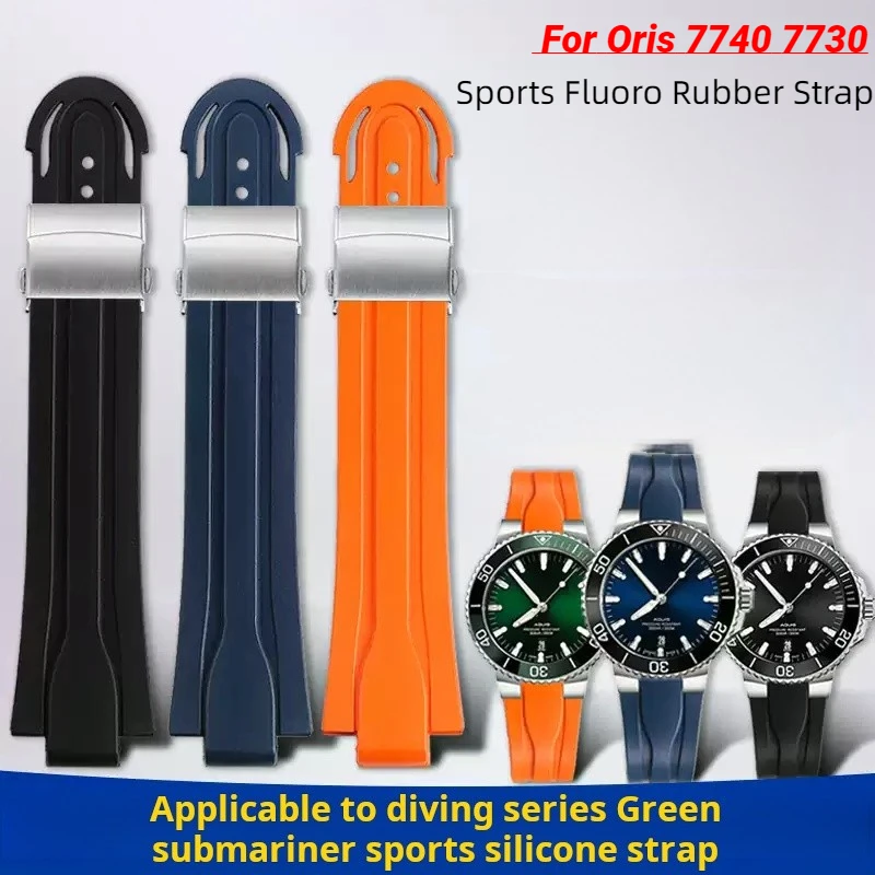Für Oris Diving AQUIS 7740 7730 Water Ghost Sportuhr Gürtelband Herren Fluorkautschuk Wasserdichtes Armband 24-12 Konvexes Silikon