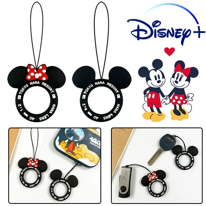 Disney Mickey Phone Lanyard Minnie Mouse Wrist Straps Cartoon Charms Anime Key Ring Soft Keychain Anti Lost Rope DIY Accessories