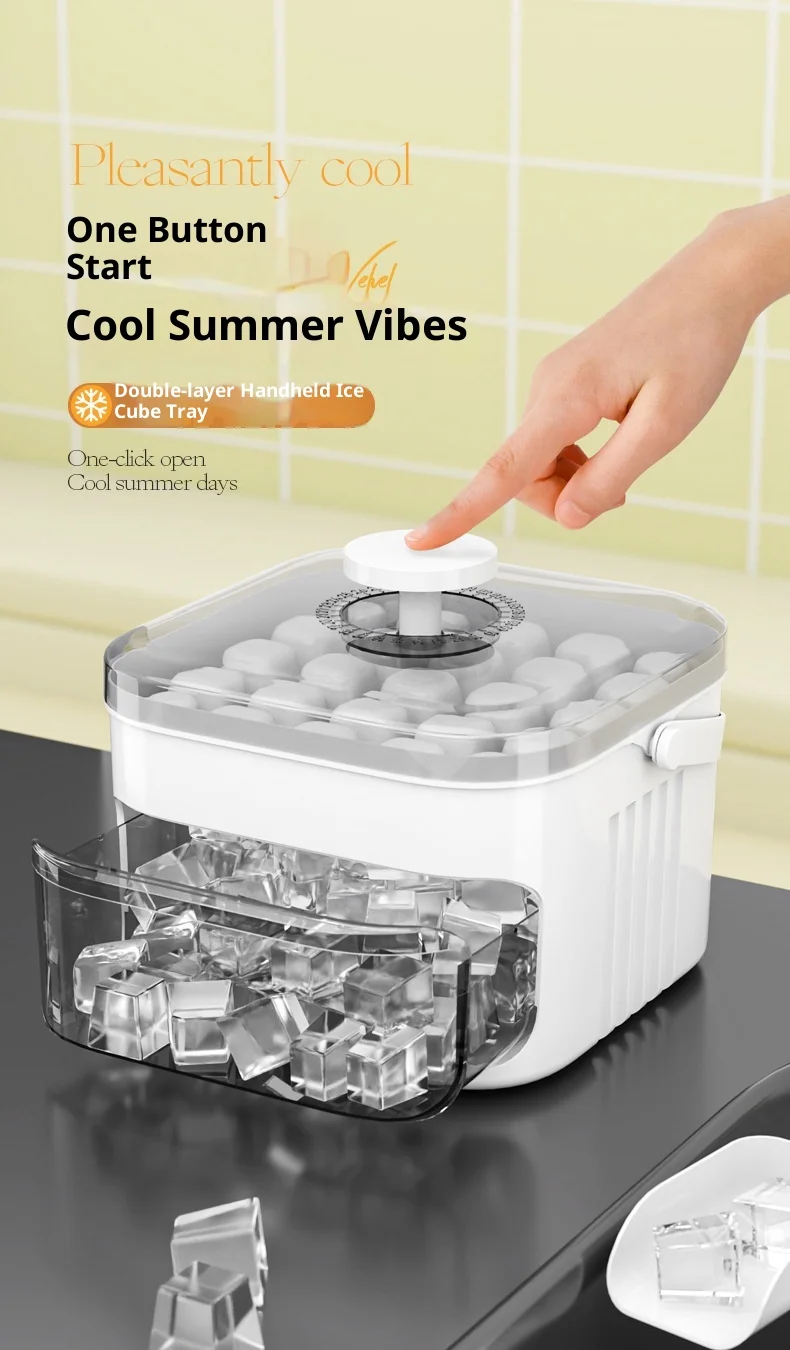 

New Food-Grade Ice Cube Mold Press Type for Home Refrigerator Self-Made Square Ice Tray Box