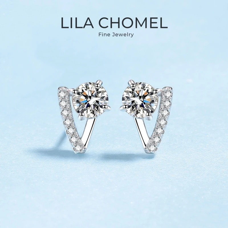 

Серьги Victory Lover на День святого Валентина из белого золота 18 карат V-образные серьги для девочек, подарок на день рождения 0,5 карата с муассанитом и бриллиантом PT950, свадебные украшения