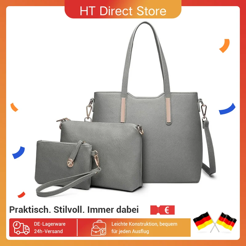 Miss Lulu-Conjunto de bolso de hombro para mujer, bolso con asa grande de 3 piezas, bolso de mano, bolso de mano cómodo