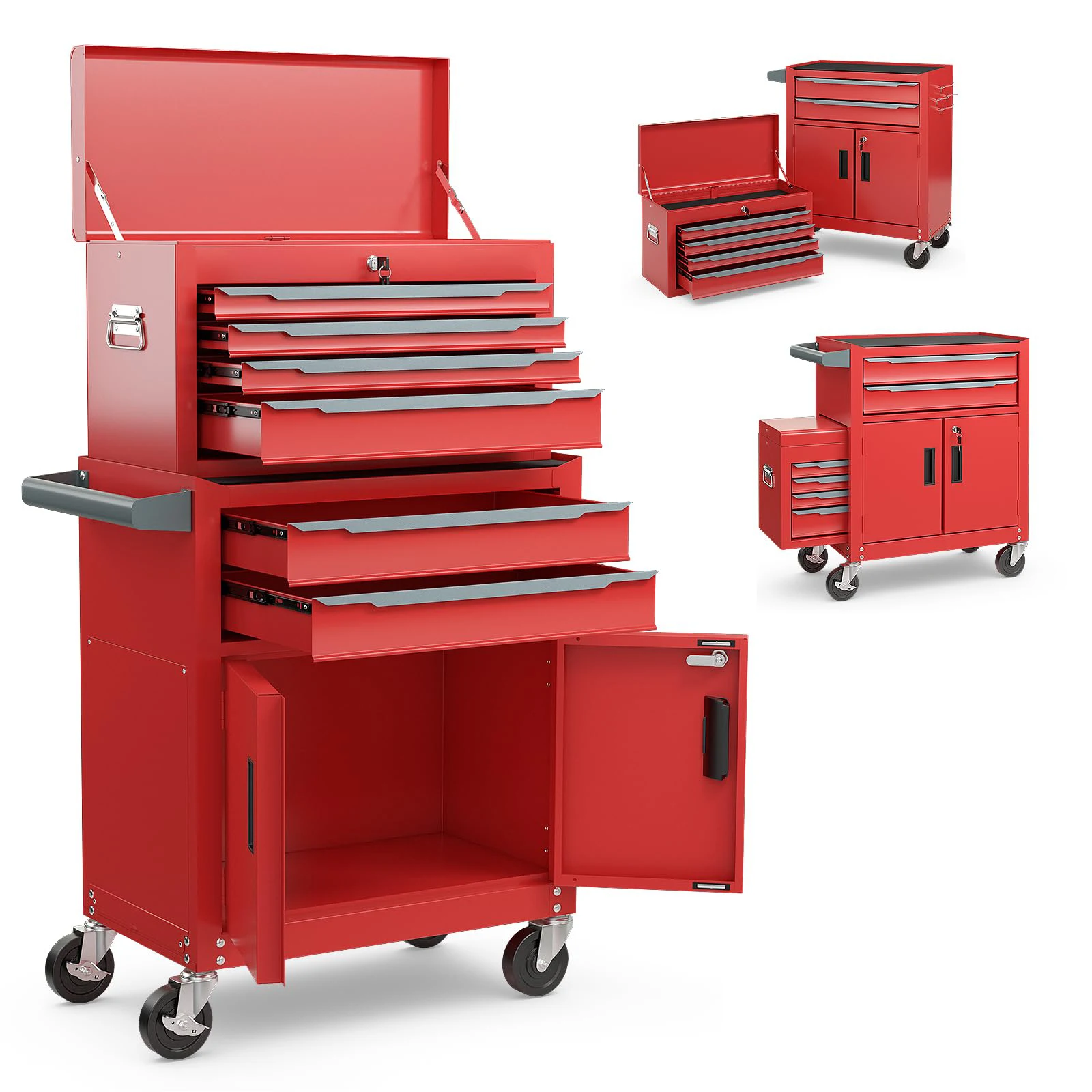 

Heavy Duty Box Rolling Tool Chest Cabinet Drawers Box Hard Case Factory Workshop Stainless Steel Workshop Garage Metal