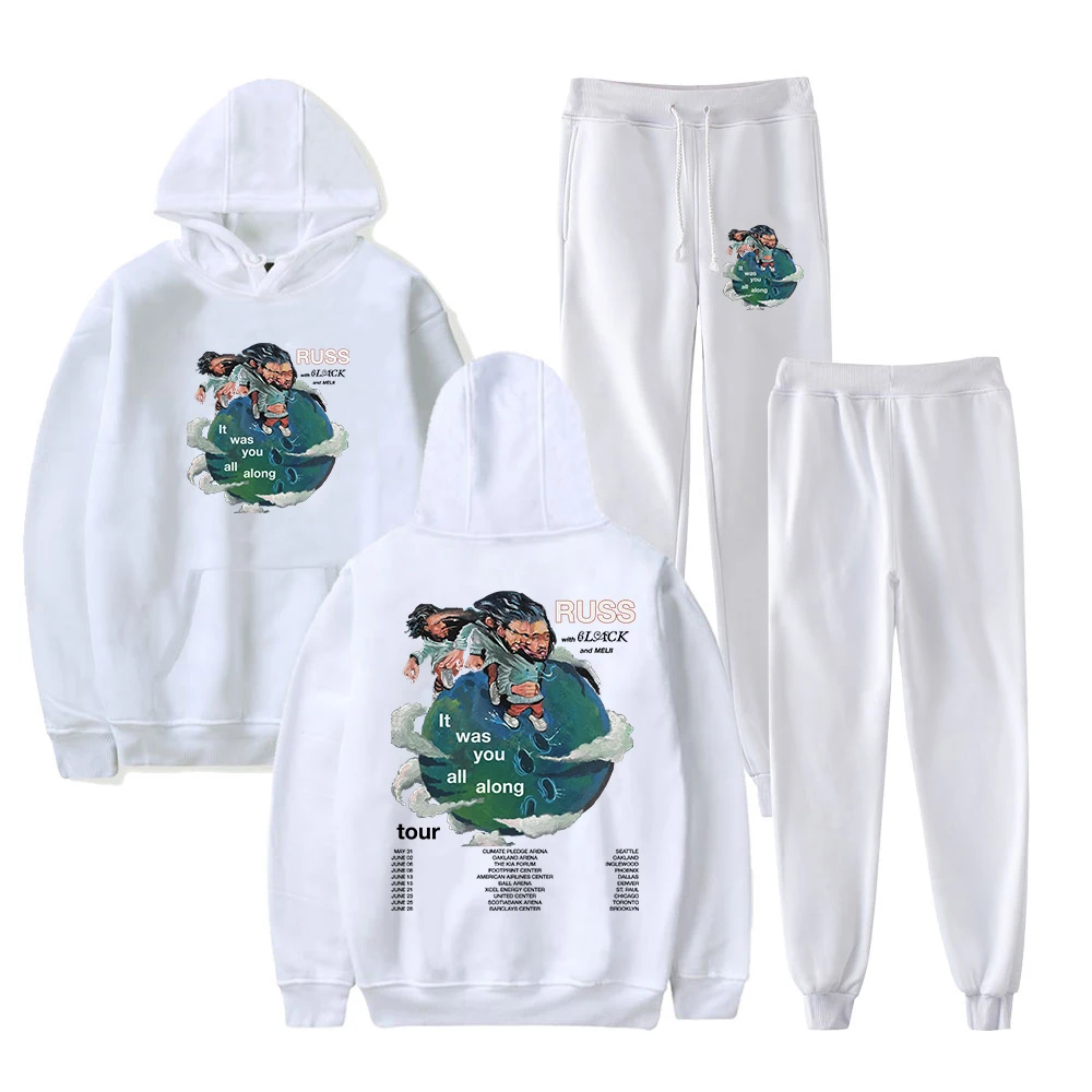 Russ It Was You All Along Tour 2024 Pullover Hoodie Jogger Pants Two Piece Set Sweatshirts+Sweatpants Women Men's Set