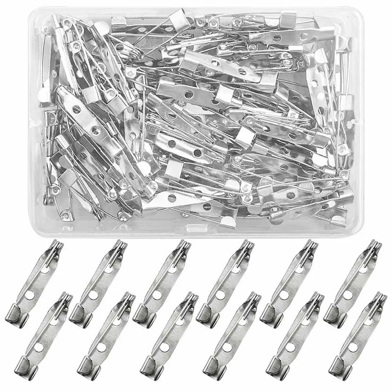 40/80pcs Metal Brooch Base DIY Making Jewelry Back Pins Safety Holder Findings Stainless Steel Components Settings Needles