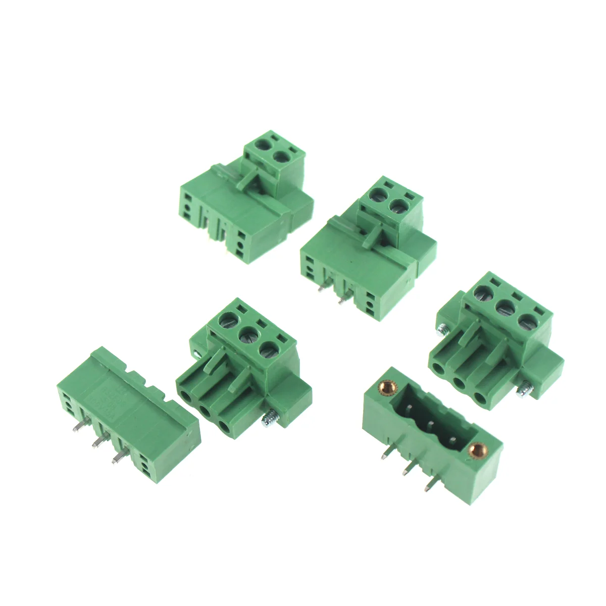 5sets 5.08mm Terminal Block with ear pair insert Welding-free Plug-in  2P/3P/4P/5P/6P/8P/10P 5.08mm with Flange Fixed Panel