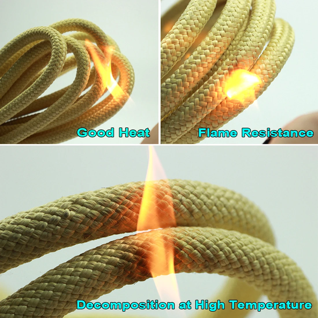9KM Geflochtene Kevlar-Schnur Gelbe Angelschnur Geflochtene Schnur Hohe Zugfestigkeit Flammhemmende Drachenschnur 50-200ft 40-1000lb – Detail 5