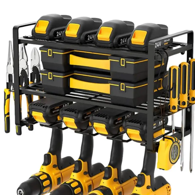 Hand Power Tool Organizer Rack 4 Layers Wall Mount Workshop Garage Mobile Tool Shelf Heavy Duty Electric Drill Tool Holder