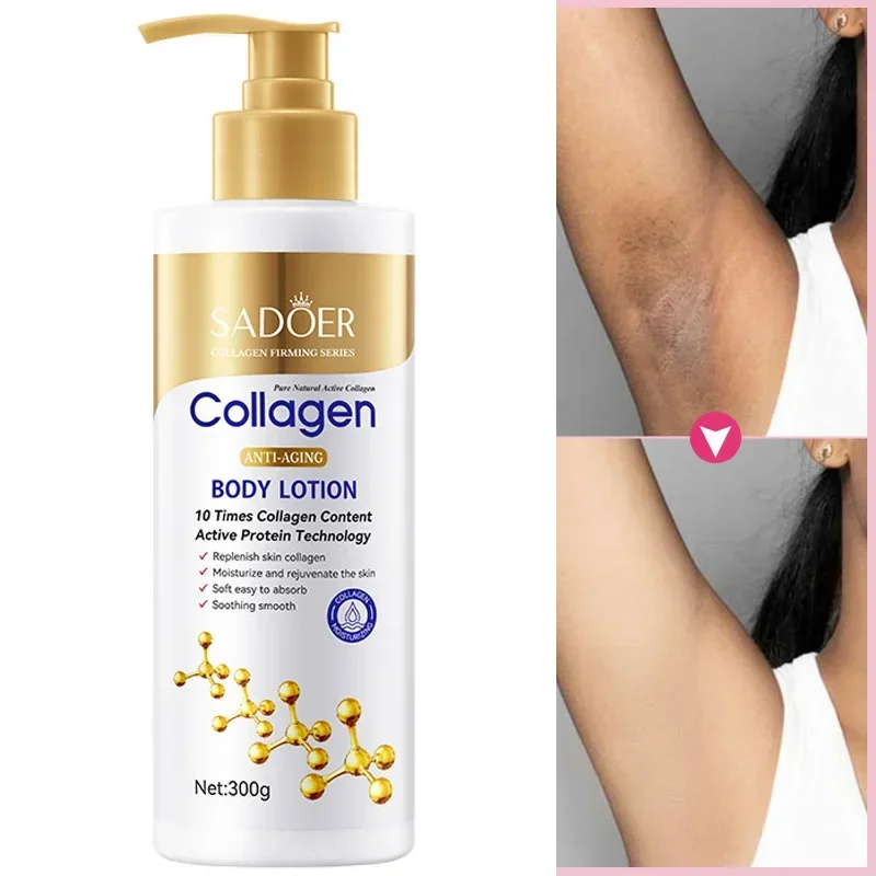 Crema blanqueadora de leche de colágeno para el cuerpo, crema blanqueadora para la piel, loción corporal hidratante, crema aclaradora de la piel,