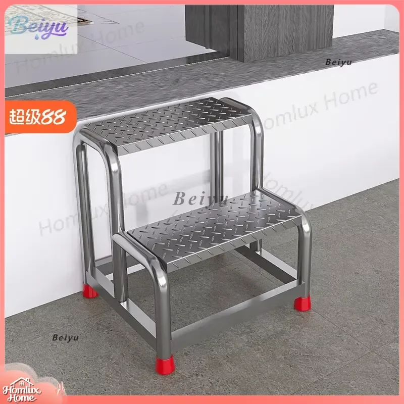 304 Stainless Steel Step Stool Industrial Folding Ladder 2 3 4 Step Outdoor Indoor Metal Stool for Home Workshop Garage Use