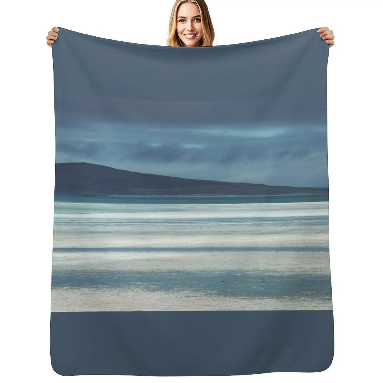 Outer Hebrides North Uist Clachan Sands Scotland Throw Blanket Flannel Fabric Large Luxury Furry Plaid on the sofa Blankets