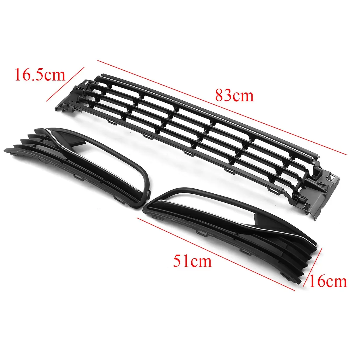 New Front Bumper Lower Grill Right + Centre+Left Grill Set For VW Polo 6r 2014-2017 Racing Grills / Fog Lamp Cover 6R0853677A9B9