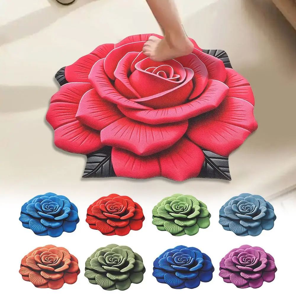 Special-shaped Flower Carpet Non-slip Soft Peony Floor Mat Absorbent Door Gasket for Living Room Tea Table Bedside