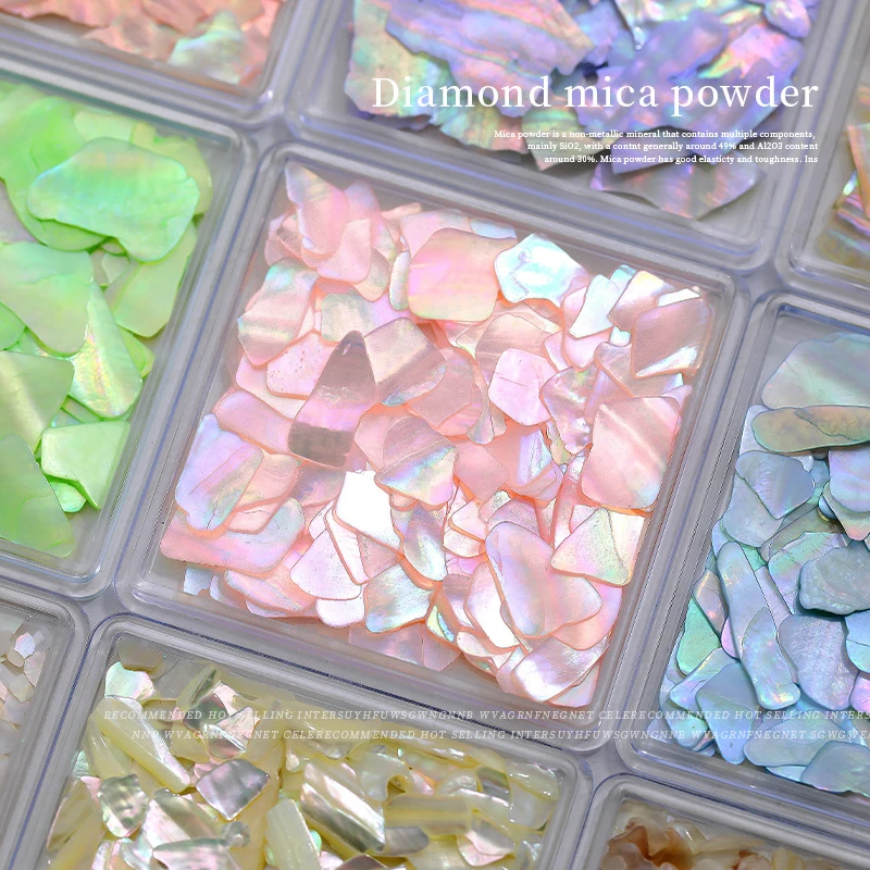 2024 1 Doos Aurora Shell Flakes Abalone Nagels Charmes Dunne Natuurlijke Onregelmatige Slice Shell Steen Pailletten Manicure Kunstdecoratie