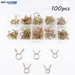 100pcs Hose Clamp High Quality Zinc Plated Spring Clips Gear Hose Fuel Line Clamp for Boats with Storage Box 6/7/8/9/10mm
