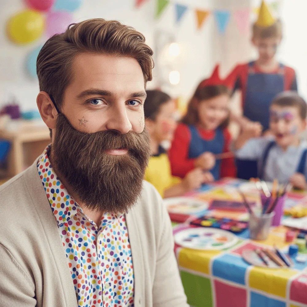 Simulated Halloween Artificial Semicircular Beard Brown/Black Casual Role-Playing Full Beard with Elastic Strap Fake Facial Hair