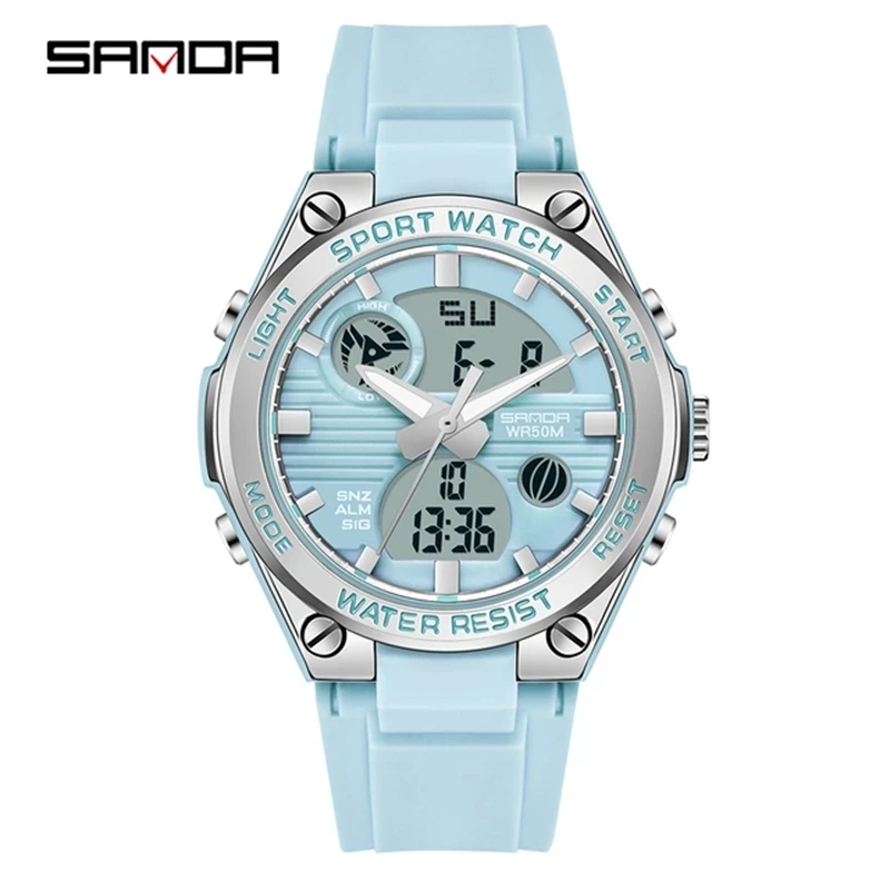 SANDA 6067 Women's Watches Fashion LED Digital Ladies Watch relojes para damas New Girl Electronic Outdoor Sports Wristwatch 시계