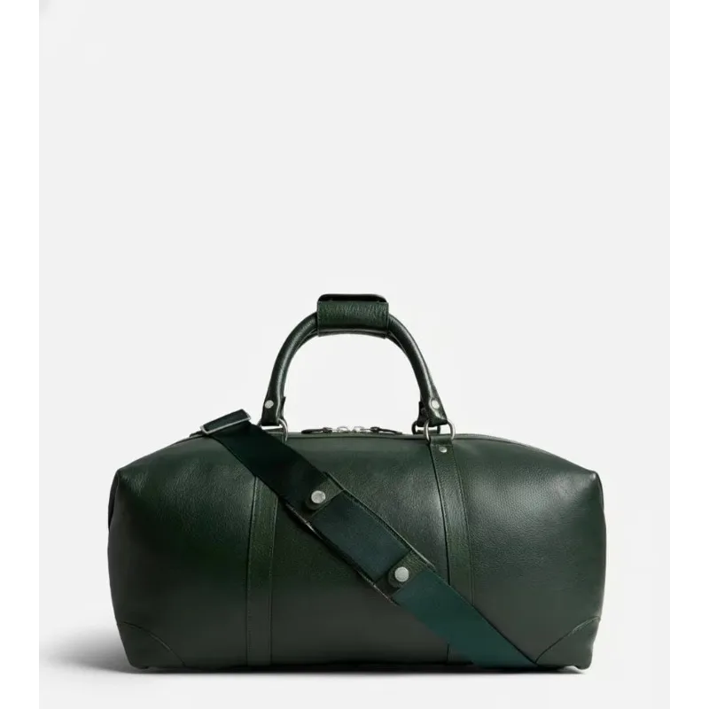 Forest Green Leather Duffel Bag Men and Women Weekend Trip Gym Overnight Carry-on Luggage Retro Luxury Sports Polyester Water