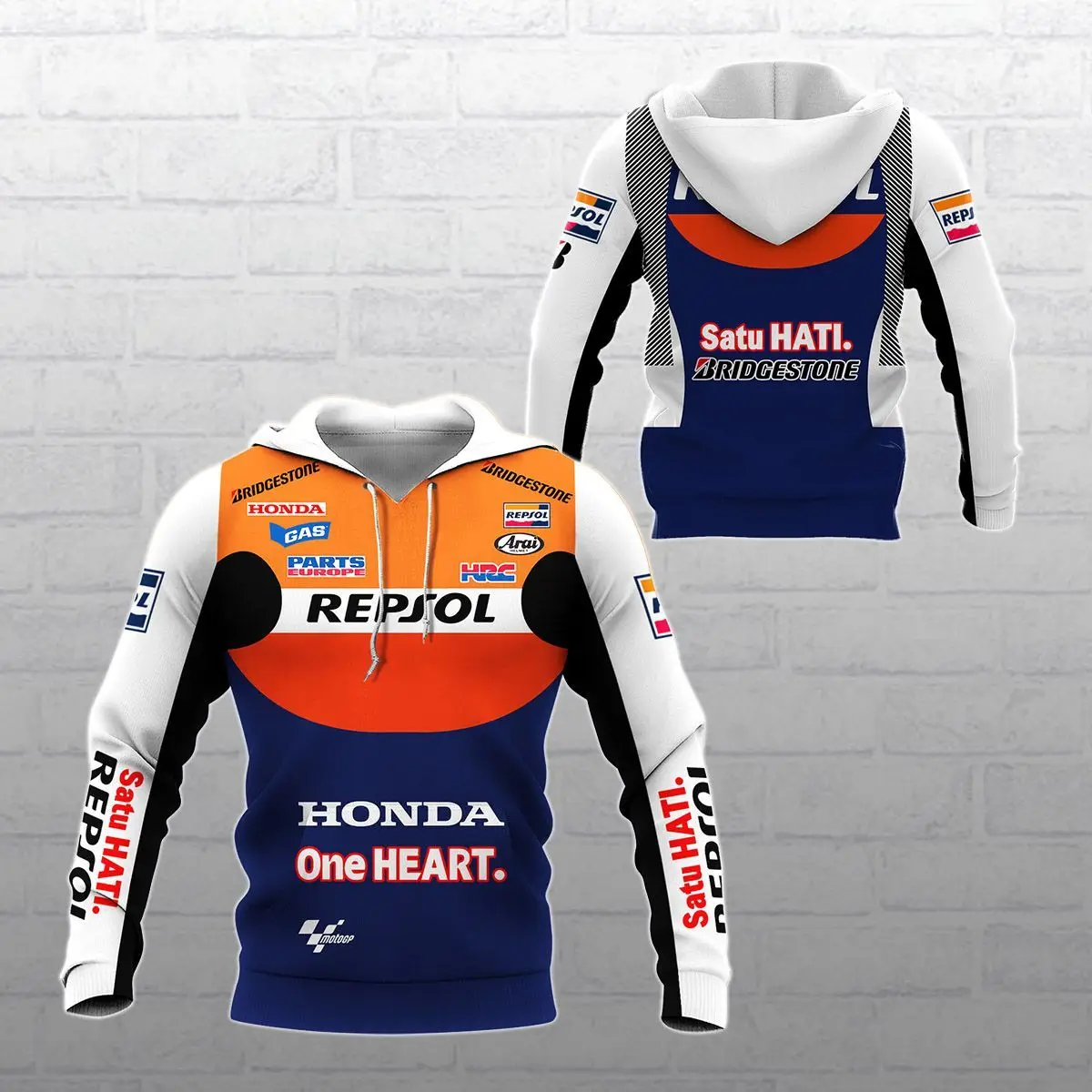 Sudadera con capucha informal para hombre para primavera y otoño, con un gráfico 3D Honda Moto GP.