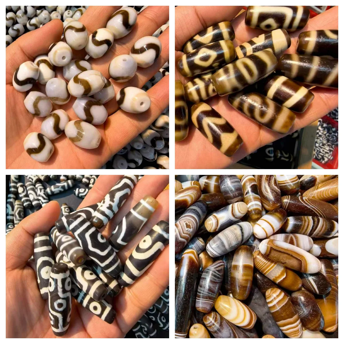 50pcs/lot High cost-performance agate Dzi barrel beads Daluo beads wholesale complete patterns weathered patina penetration