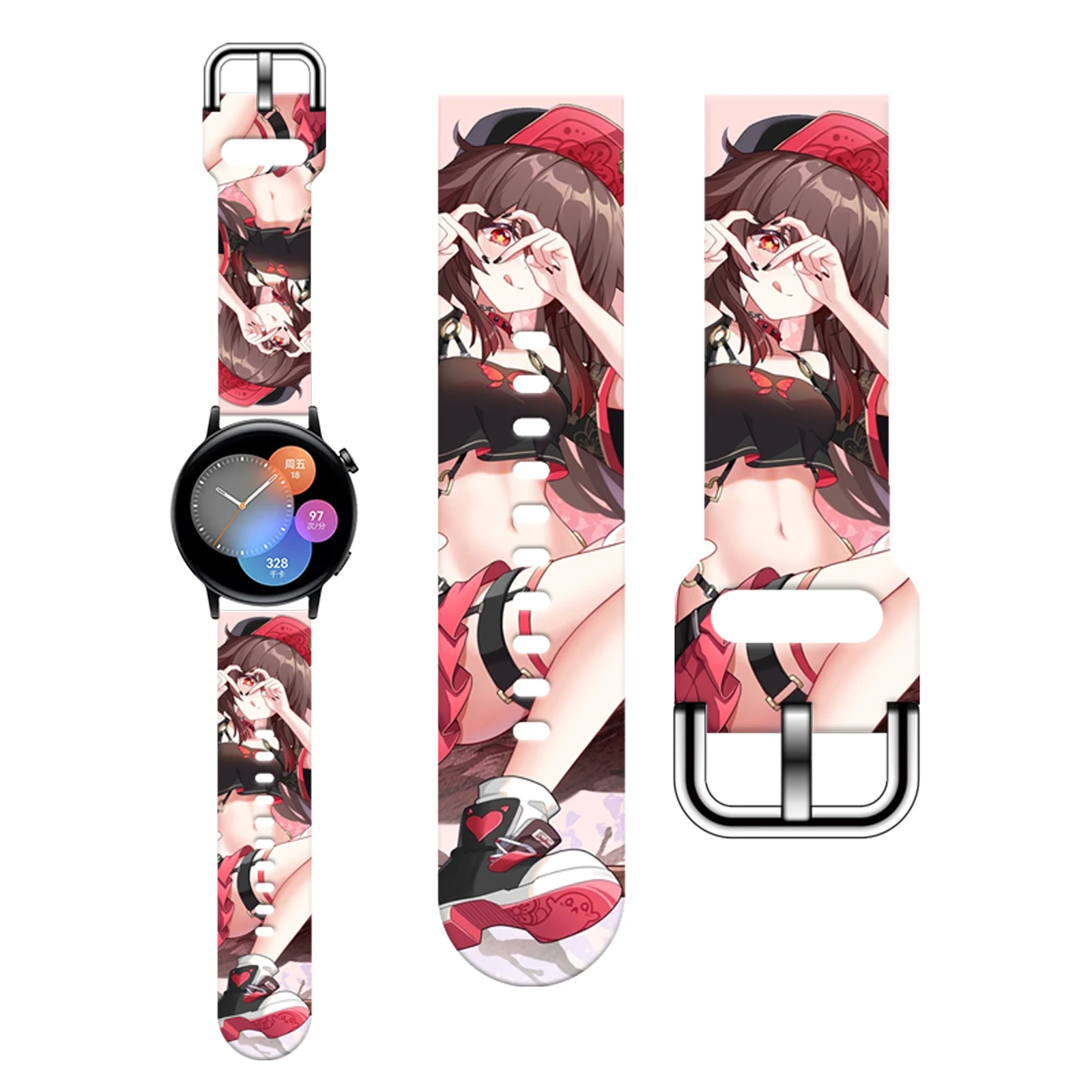 

20mm Anime Printed Strap for Samsung Galaxy Watch 4/5 40mm 44mm 4Classic 42mm 46mm Watchband 22mm Band for 5Pro 45mm Bracelet