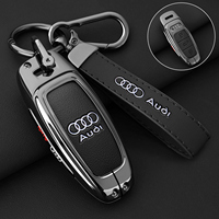 Zinc Alloy Leather Car Remote Key Fob Case Cover Shell for Audi 4K A8 E-tron Q5 Q7 Q8 C8 D5 SQ8 R8 A1 A3 A4 A6 A7 Accessories