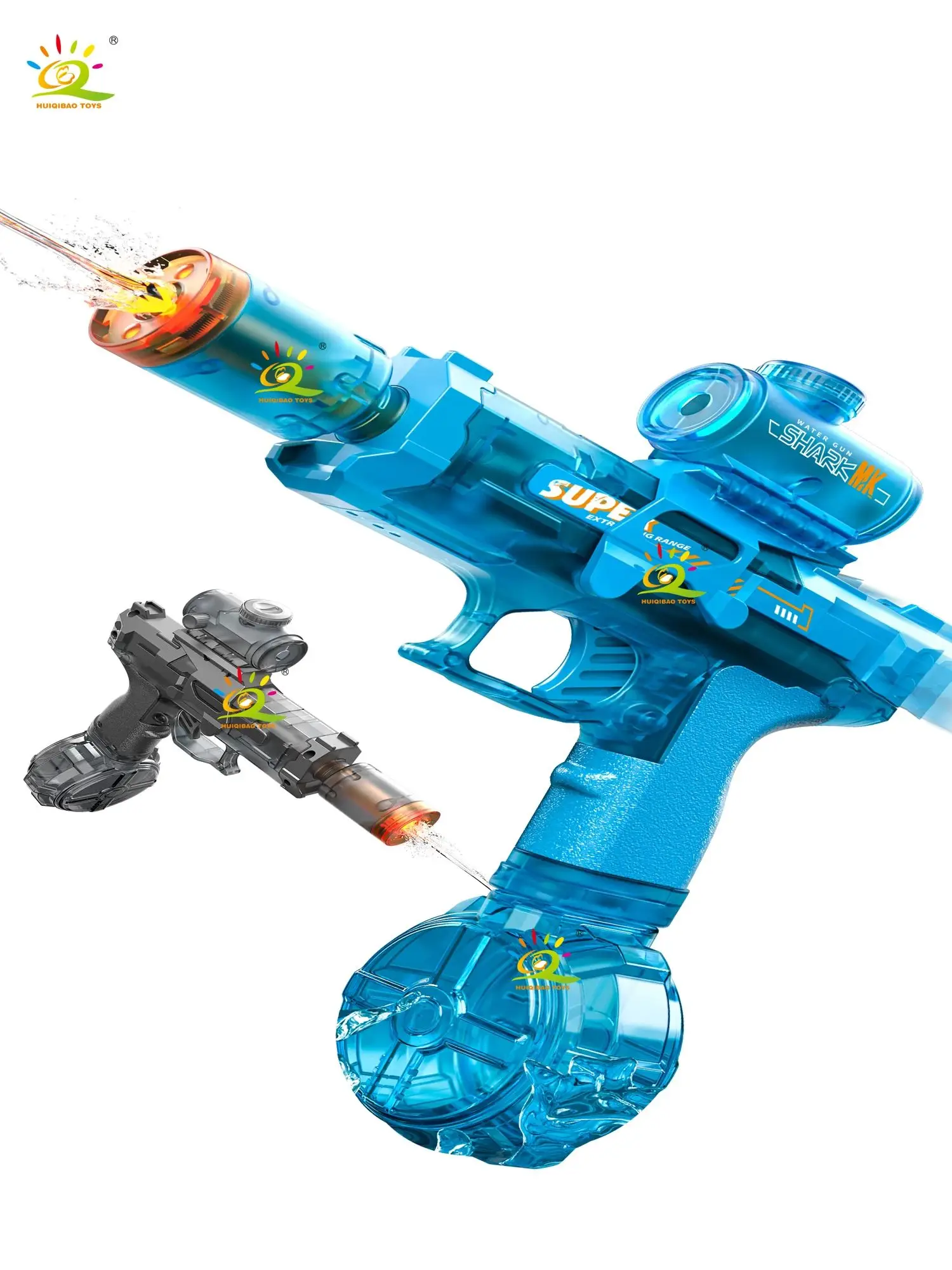 HUIQIBAO Neue elektrische Wasserpistole mit Schnellfeuerfunktion, Kinderwasserpistole mit blinkenden Lichtern, elektrisches Wasserpistolen-Spielzeug