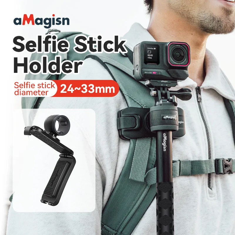 aMagisn Selfie Stick Holster with Backpack / Waist belt Clip,Quick Release Holder ,Hands-free Mount for DJI Gopro Hero Insta360