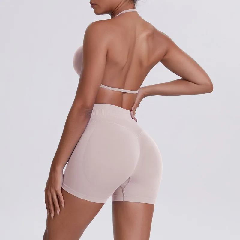 

Женский сексуальный комплект для йоги, висящий на шее, красивая спина, высокая талия, подтягивающий бедра, облегающий бюстгальтер, комплект для спорта и фитнеса на открытом воздухе