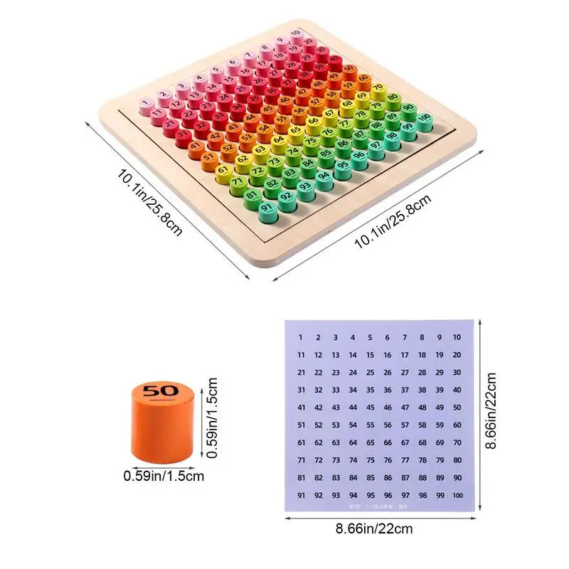 Juego de mesa Montessori de madera para contar del 1 al 100, juguete educativo de madera Montessori para niños con números consecutivos