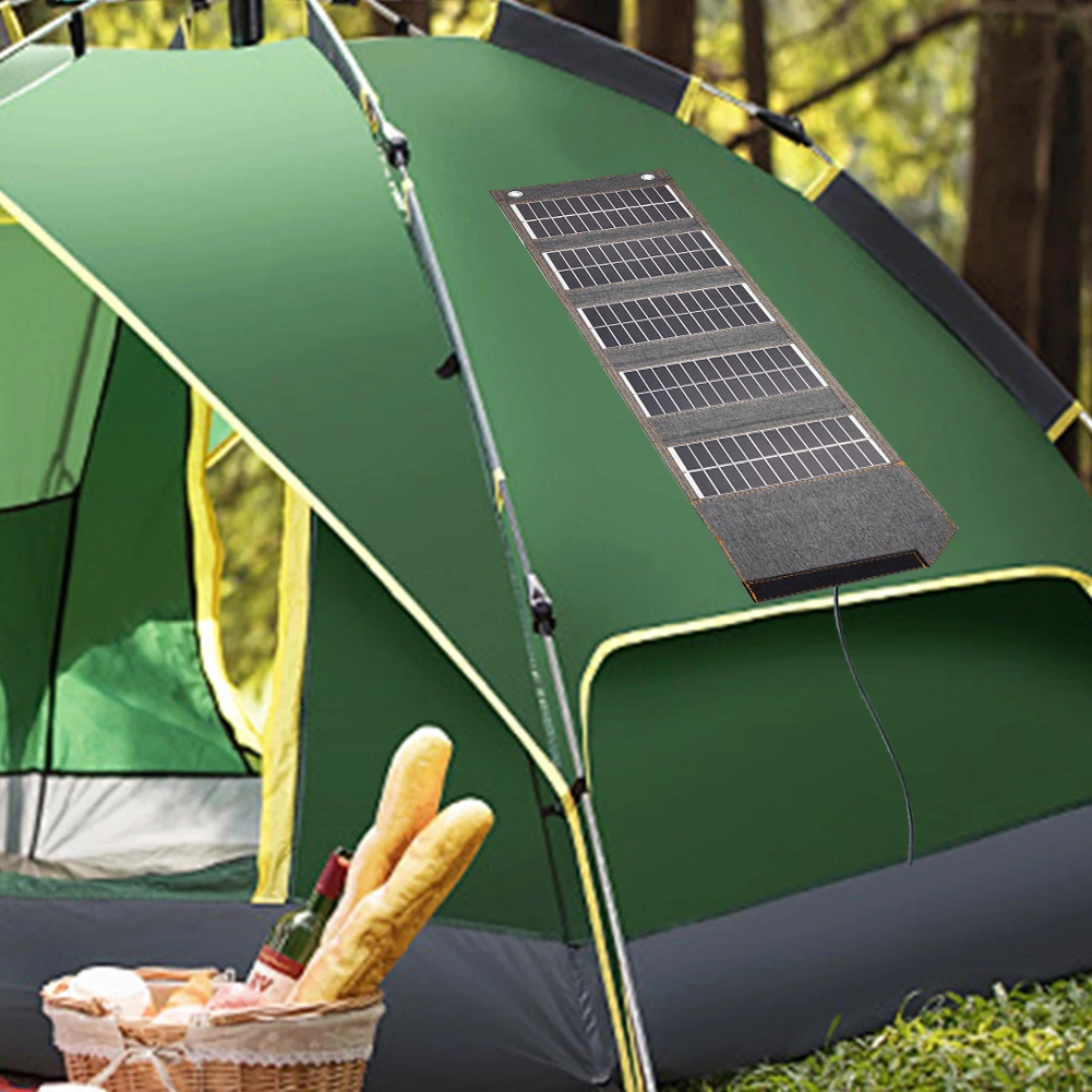 USB Portable Battery Charger High Conversion Efficiency 10W 5V Foldable Solar Panel Outdoor Power Bank 5-Fold for Hiking Travel