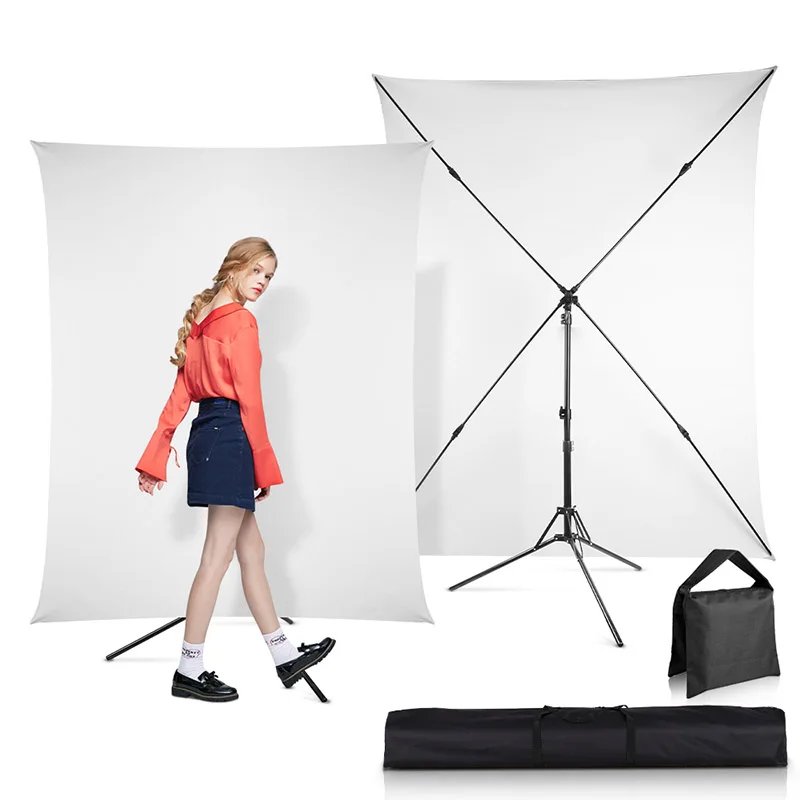 Photo Backdrop Stands with 1.5x2.0M White/Green Screen Chromakey Background stand system of Photography Movie Curtain/Streaming