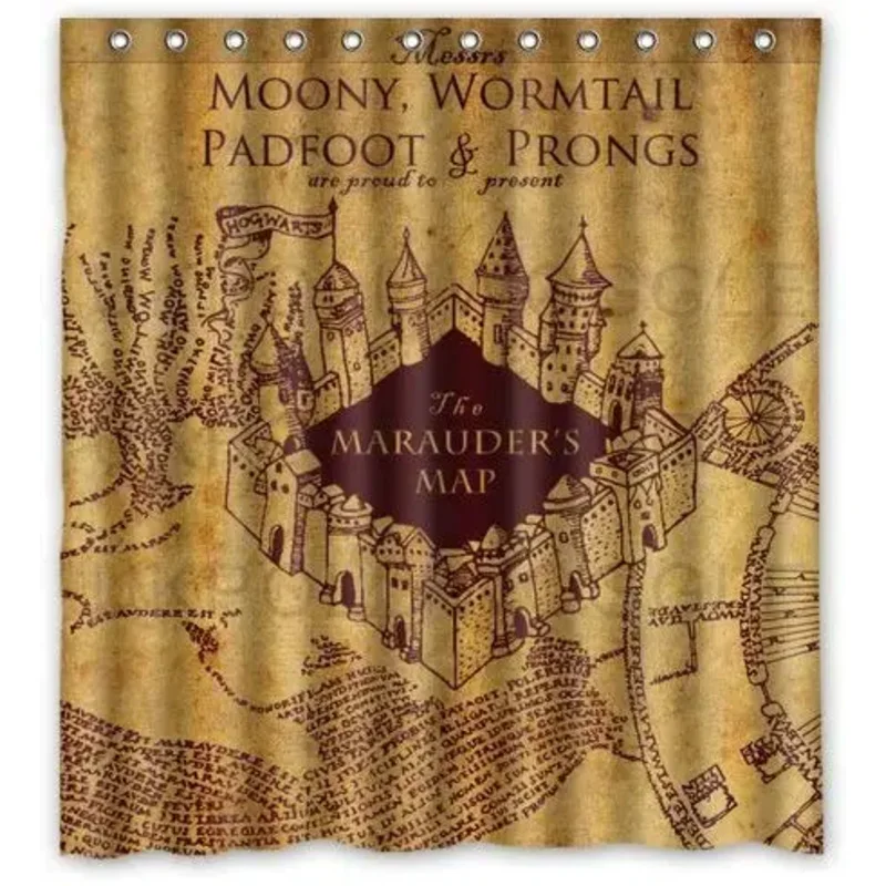 Jennifer Waterproof Decorative Marauder's Map Harry Shower Curtain