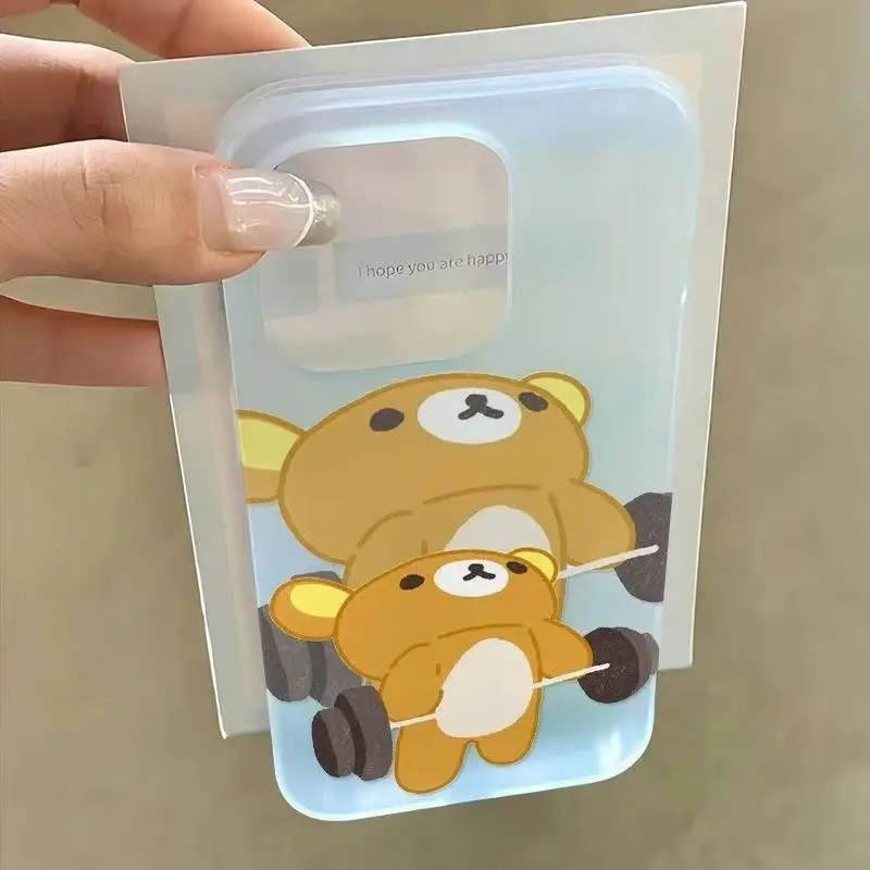 Cute weightlifting Rilakkuma soft and shockproof suitable for iPhone11 12 13 14 15 16 17pro max
