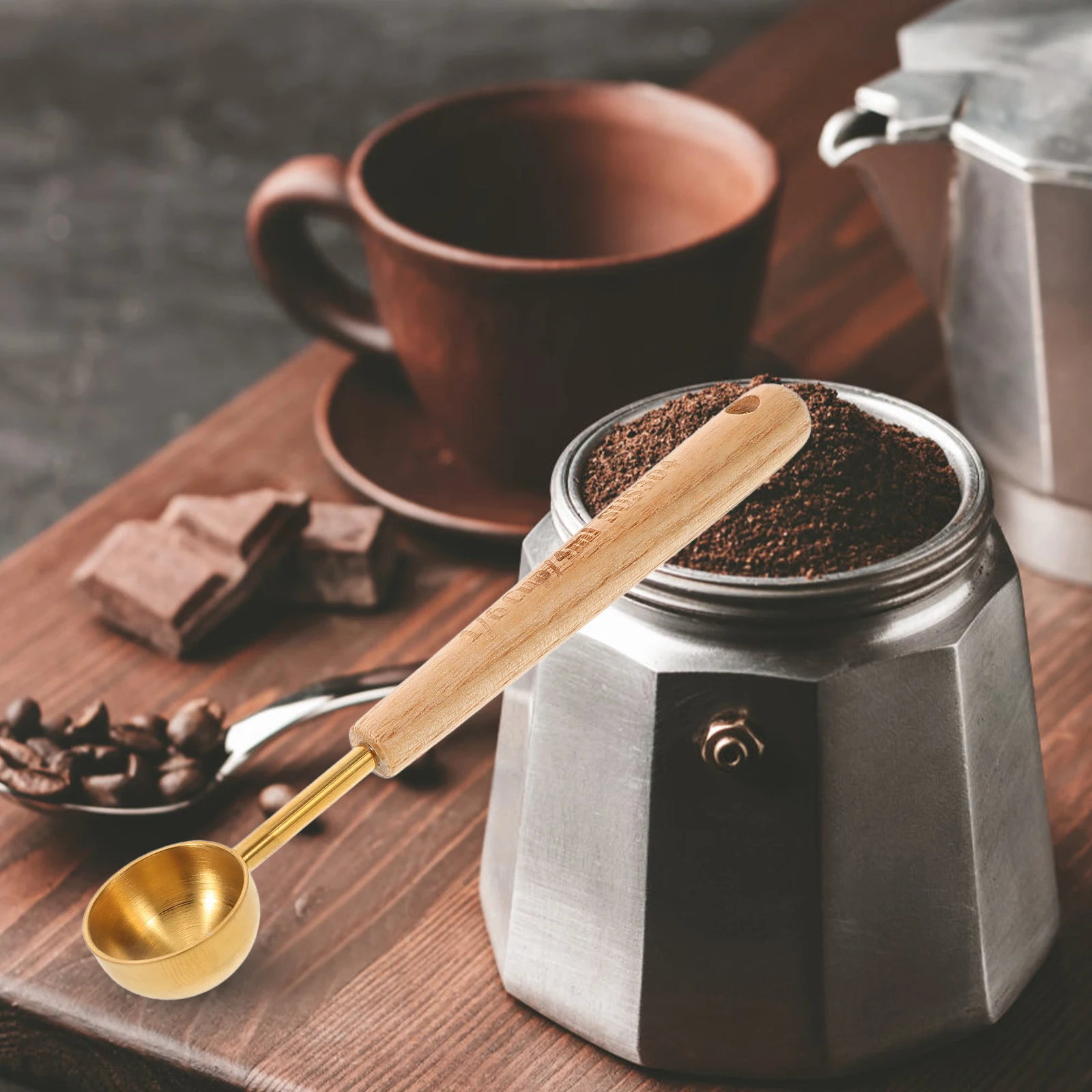

Golden Measuring Spoon Wooden H 1 6Cup 4ml 304 Stainless Steel for Coffee Baking Cooking Kitchen Gadgets Practical Easy to