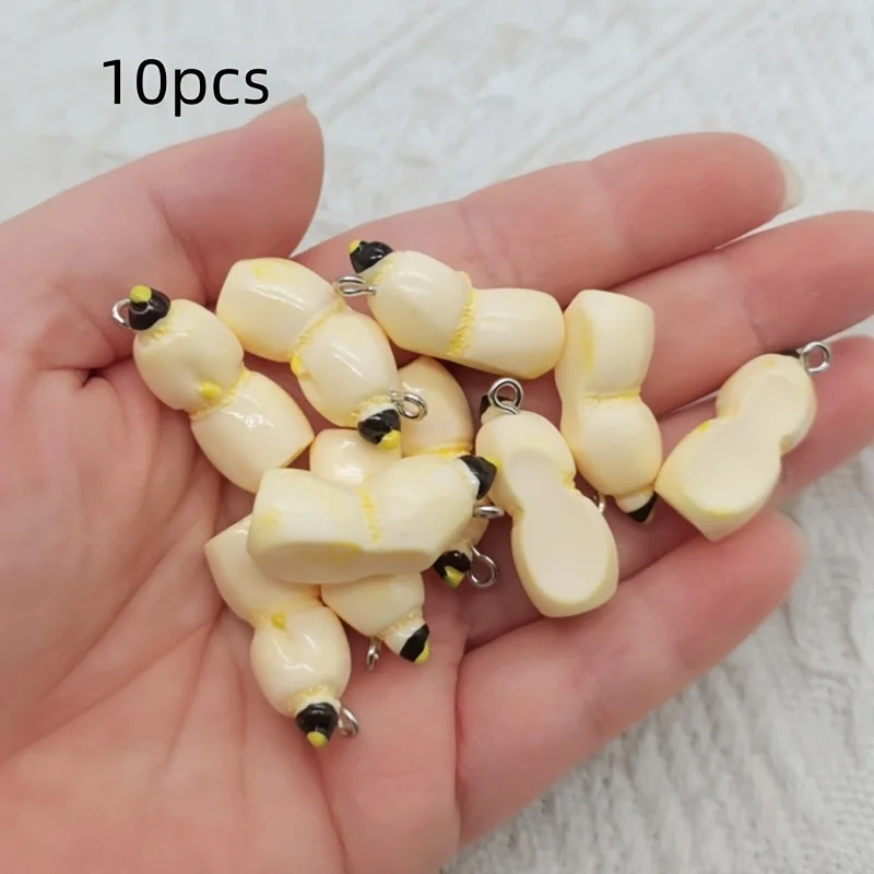 10pcs resin 3D lotus root vegetable pendant, DIY jewelry making earrings, keychain accessories