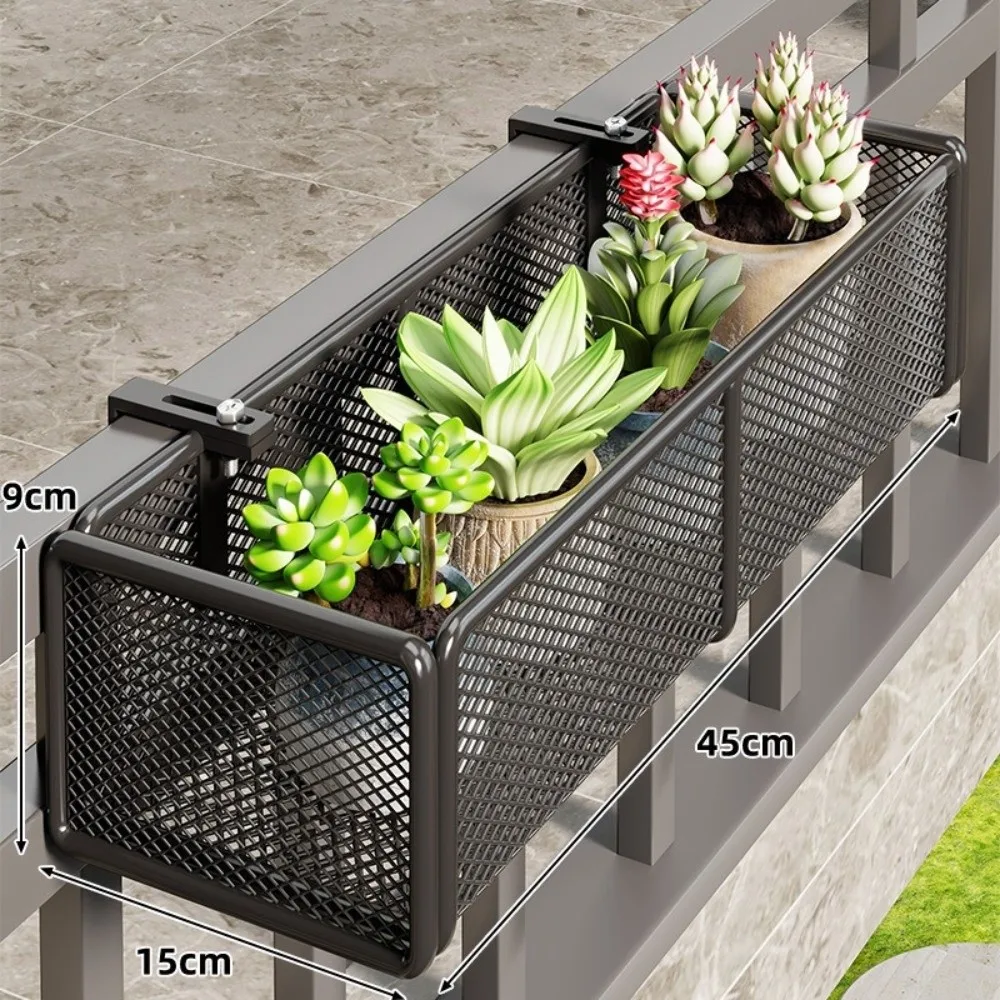 High Quality Iron Art Flower Pot Stand Hanging Design Multi-purpose Flower Pot Organizer Plant Pot Holder Fence Railing