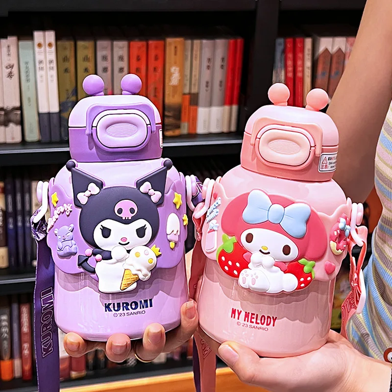 

Kuromi Girl Sanrio Children Thermal Cup student portable straw big belly cup cute cartoon 316 steel water cup Hot Sell Kawaii