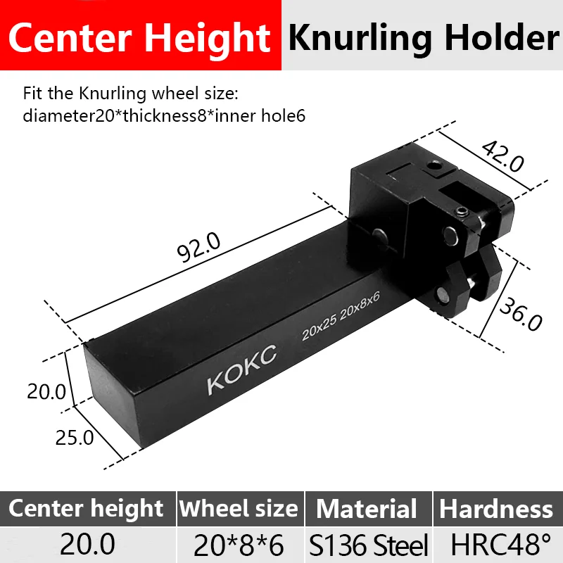 F type 20*20mm 20*8*6 Dual Wheel Knurling Holder KOKC For CNC Lathe Machine